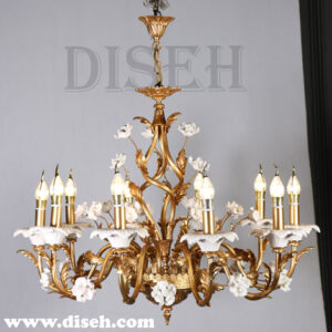 لوستر برنزی با گل سرامیکی