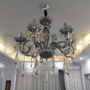 لوستر کریستالی دودی 6 شعله برای فضای 25 تا 30 متر