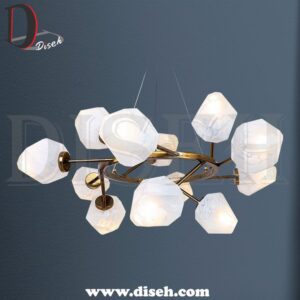 لوستر مولکولی 12 شعله طلایی مدل 1403