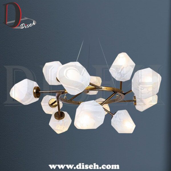 لوستر مولکولی 12 شعله طلایی مدل 1403