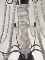 لوستر چوب و فلز سفید مشکی