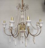 لوستر چوب و فلز سفید طلایی