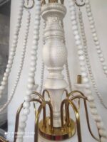 لوستر چوب و فلز سفید طلایی