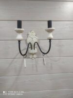 لوستر چوب و فلز سفید مشکی