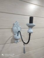 لوستر چوب و فلز سفید مشکی