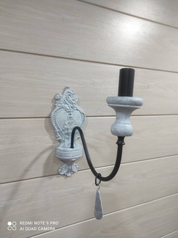 لوستر چوب و فلز سفید مشکی