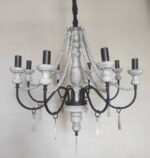 لوستر چوب و فلز سفید مشکی