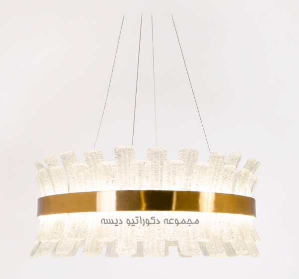 لوستر کریستالی حلقه ای طلایی