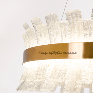 لوستر کریستالی حلقه ای طلایی