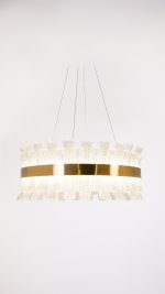 لوستر کریستالی حلقه ای طلایی