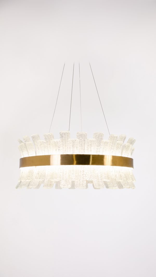 لوستر کریستالی حلقه ای طلایی