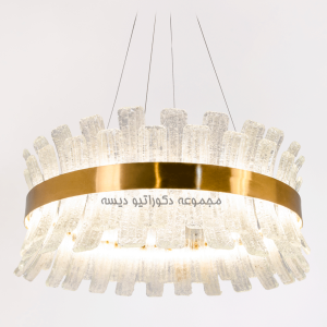 لوستر حلقه ای کریستالی طلایی