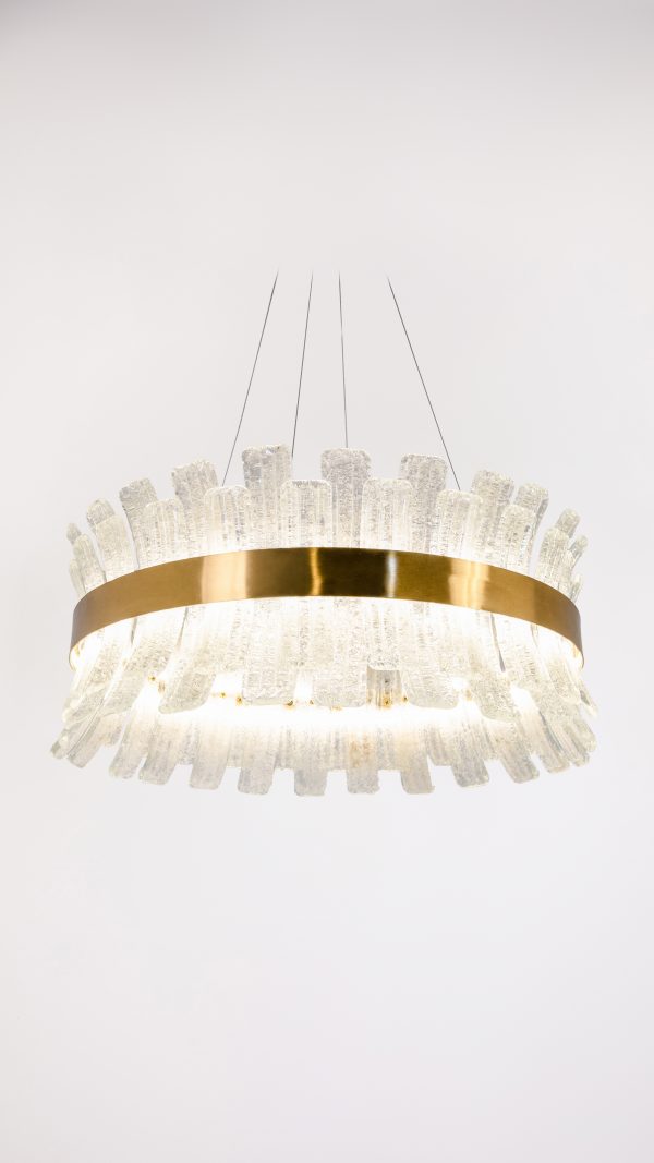 لوستر کریستالی حلقه ای طلایی