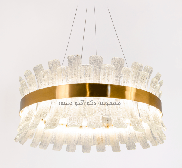 لوستر کریستالی حلقه ای طلایی